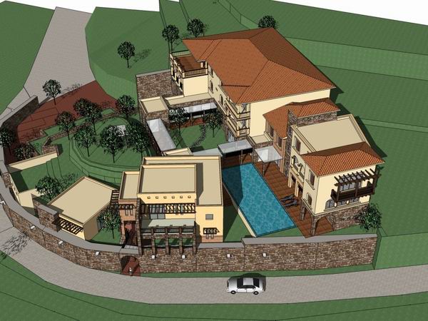 Sketchup别墅模型|独栋别墅，古典地中海风格