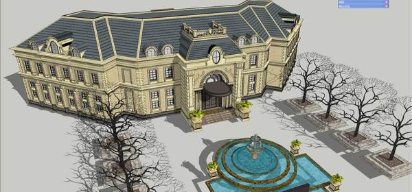 Sketchup别墅模型|独栋别墅，欧式古典风格