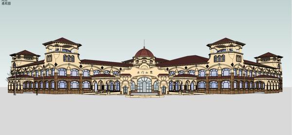 Sketchup别墅模型|别墅，接待中心，西班牙古典风格