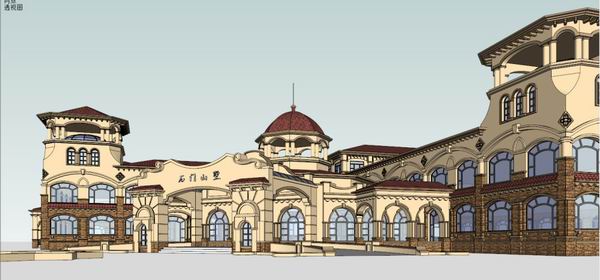 Sketchup别墅模型|别墅，接待中心，西班牙古典风格