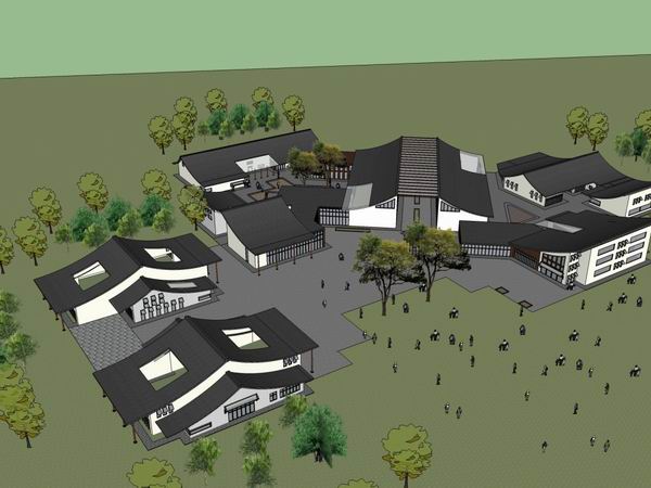 Sketchup别墅模型|半山度假别墅，中式古典风格