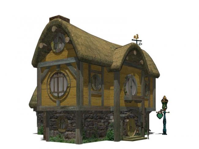 Sketchup别墅模型|小木屋，古典风格