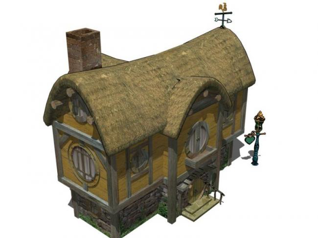 Sketchup别墅模型|小木屋，古典风格