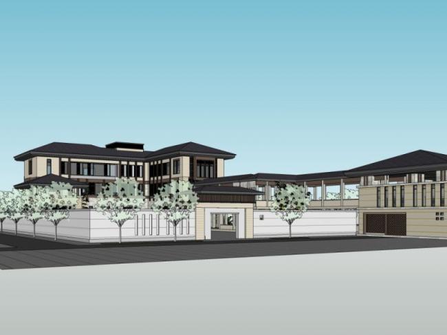 Sketchup别墅模型|联排别墅，现代中式风格