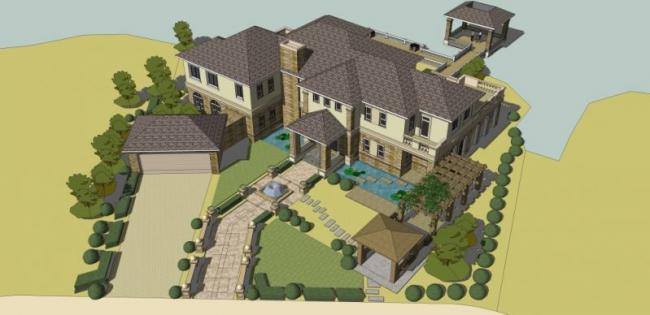 Sketchup别墅模型|叠拼别墅，古典风格