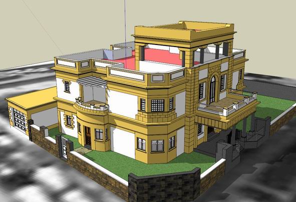 Sketchup别墅模型|独栋别墅，古典风格