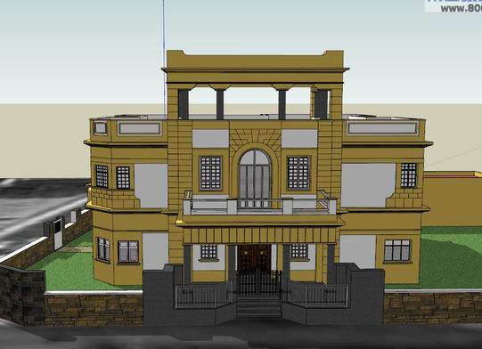 Sketchup别墅模型|独栋别墅，古典风格