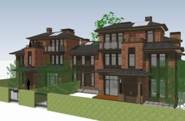 Sketchup别墅模型|四拼合院别墅群，古典风格-BIM建筑网