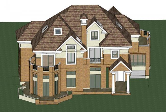 Sketchup别墅模型|独栋别墅，古典风格