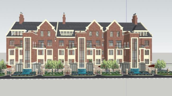 Sketchup别墅模型|英式叠拼别墅，古典风格