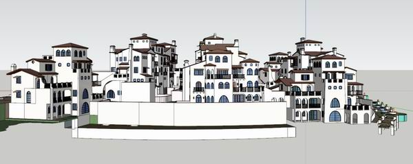Sketchup别墅模型|别墅群，西班牙古典风格