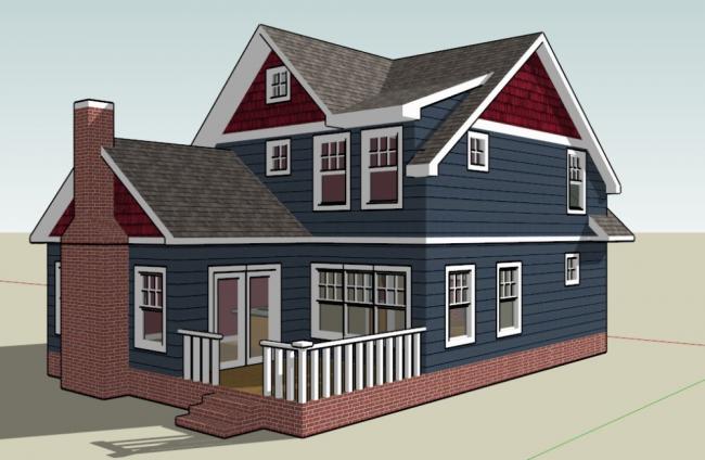 Sketchup别墅模型|独栋坡顶别墅，古典风格