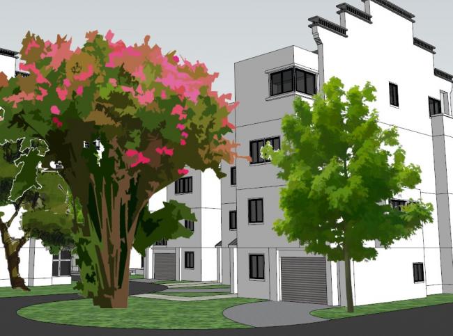 Sketchup别墅模型|徽派别墅区，古典风格