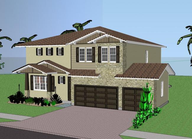 Sketchup别墅模型|独栋别墅，古典风格