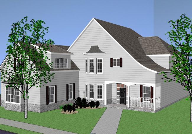 Sketchup别墅模型|独栋别墅，古典风格