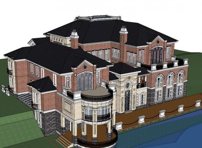 Sketchup别墅模型|独栋别墅，古典风格