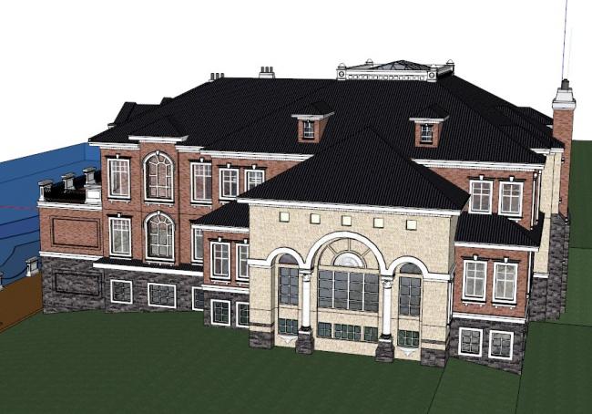 Sketchup别墅模型|独栋别墅，古典风格