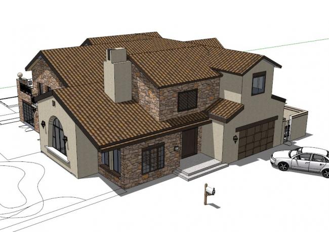 Sketchup别墅模型|独栋别墅，古典风格