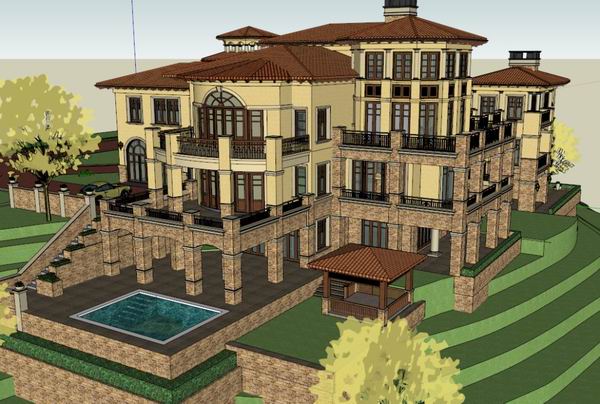 Sketchup别墅模型|叠拼别墅，古典风格