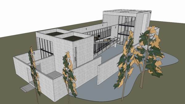 Sketchup别墅模型|安腾忠雄·芝加哥住宅，别墅，现代风格