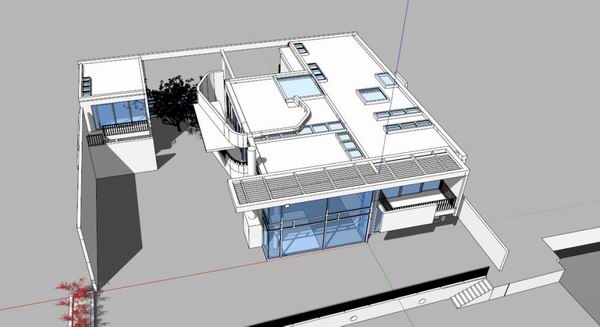 Sketchup别墅模型|独栋海滩别墅，现代风格