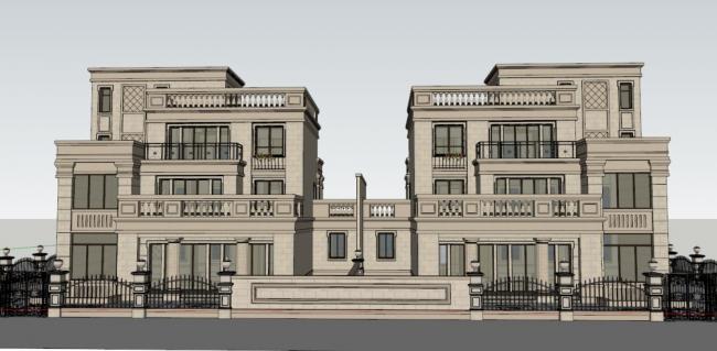 Sketchup别墅模型|多层独栋别墅，现代风格