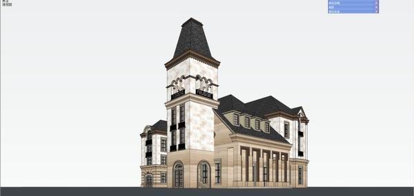Sketchup别墅模型|独栋别墅，古典风格
