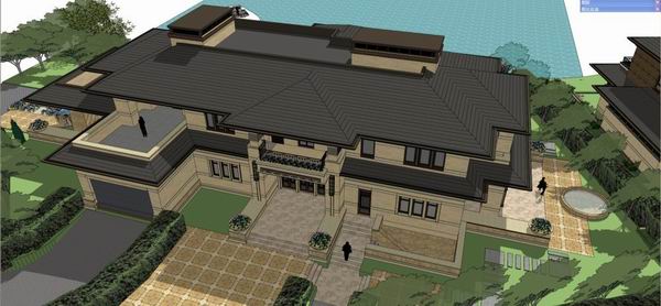 Sketchup别墅模型|田园式别墅，古典风格