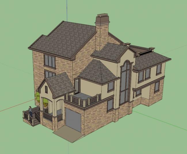 Sketchup别墅模型|独栋别墅，古典风格