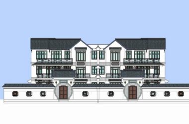 Sketchup别墅模型|双拼别墅，古典风格-BIM建筑网