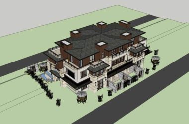 Sketchup别墅模型|联排别墅，古典风格-BIM建筑网