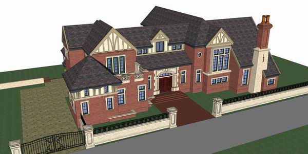 Sketchup别墅模型|独栋别墅，古典风格