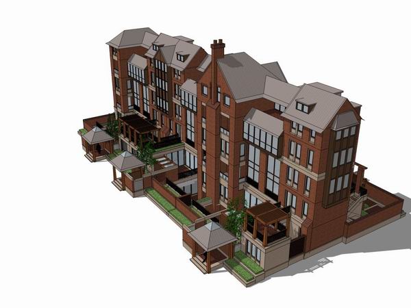 Sketchup别墅模型|叠拼别墅，古典风格