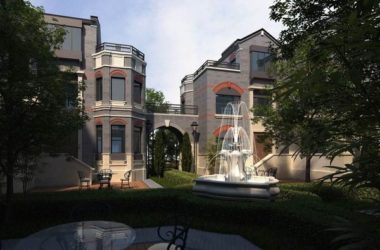 Sketchup别墅模型|双拼别墅合院，古典风格-BIM建筑网