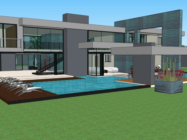 Sketchup别墅模型|独栋精装别墅，现代风格