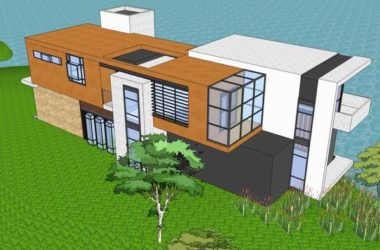 Sketchup别墅模型|独栋山地临湖别墅，现代风格-BIM建筑网