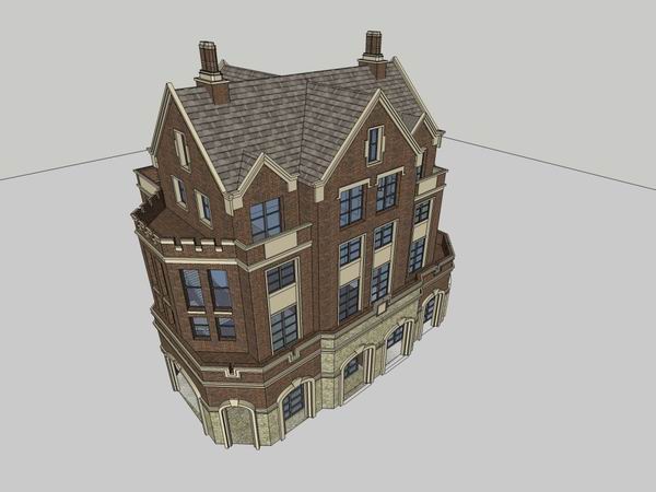 Sketchup别墅模型|独栋别墅，古典风格