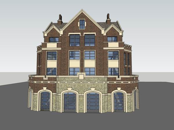Sketchup别墅模型|独栋别墅，古典风格