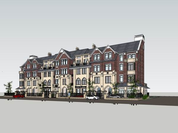 Sketchup别墅模型|叠拼别墅，古典风格