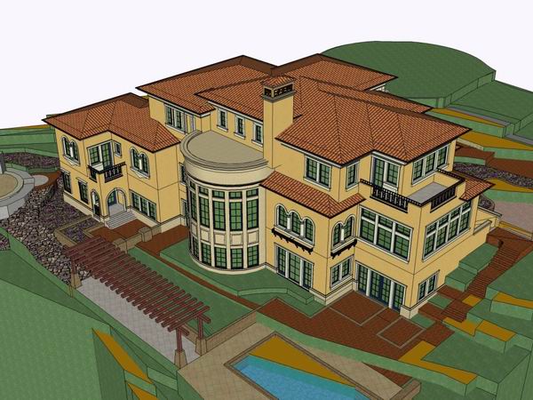 Sketchup别墅模型|独栋别墅，古典风格
