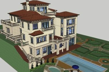 Sketchup别墅模型|独栋别墅，古典风格-BIM建筑网