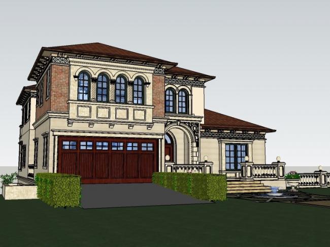 Sketchup别墅模型|独栋别墅，古典风格