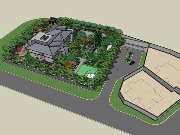 Sketchup别墅模型|私人别墅住宅，现代中式
