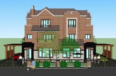 Sketchup别墅模型|双拼别墅，古典风格-BIM建筑网