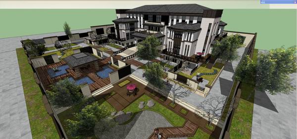 Sketchup别墅模型|独栋别墅，古典风格