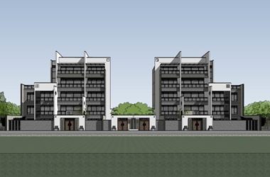 Sketchup别墅模型|叠拼别墅，现代风格-BIM建筑网