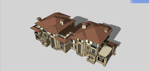 Sketchup别墅模型|双拼别墅，古典风格