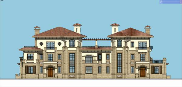 Sketchup别墅模型|双拼别墅，古典风格