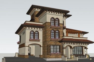 Sketchup别墅模型|独栋别墅，古典风格-BIM建筑网