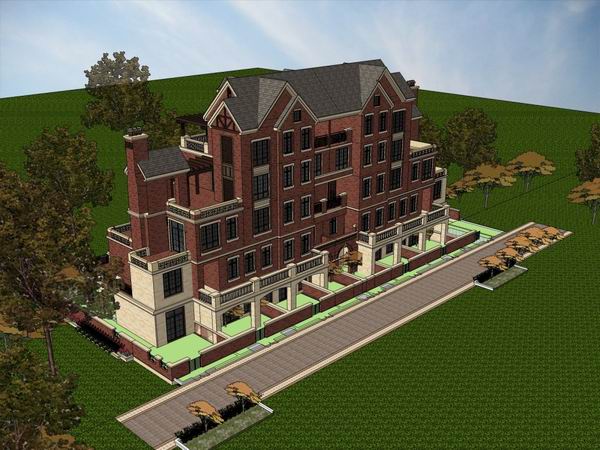 Sketchup别墅模型|联排别墅，英式古典风格
